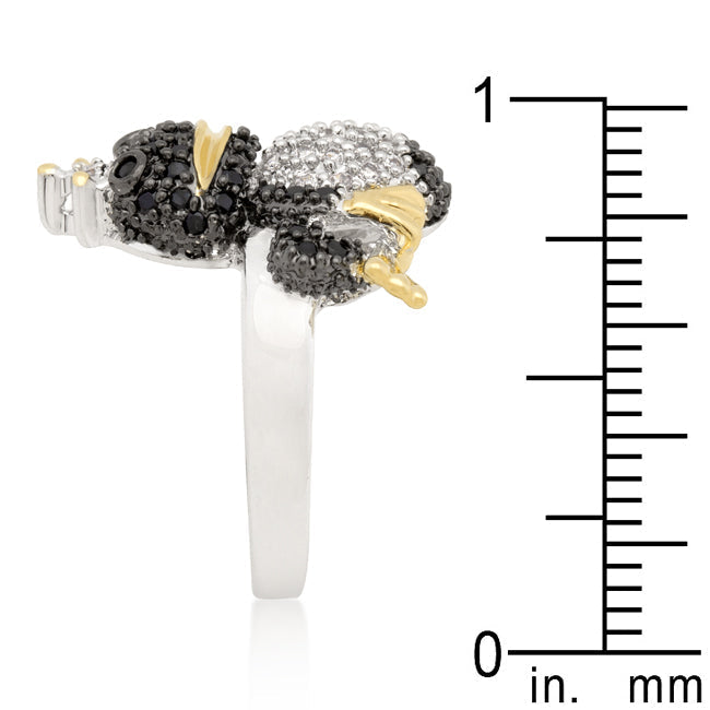 Lovcia Enchanted Frog Prince Cubic Zirconia Ring with 18k Gold and Rhodium Finish-Rings-5-5