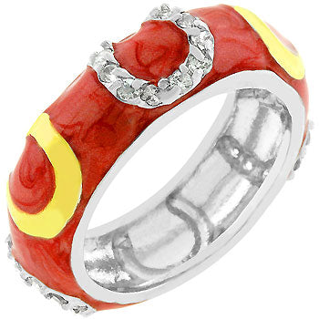 Lovcia Enchanted Pink Enamel Horseshoe Cubic Zirconia Ring-Rings-5-5