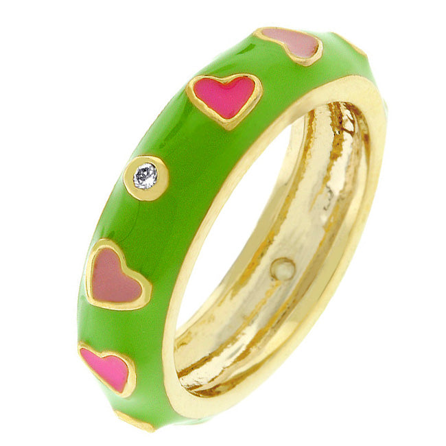 Lovcia Enchanted Tropical Hearts Enamel Ring-Rings-5-5