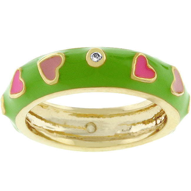 Lovcia Enchanted Tropical Hearts Enamel Ring-Rings-5-5
