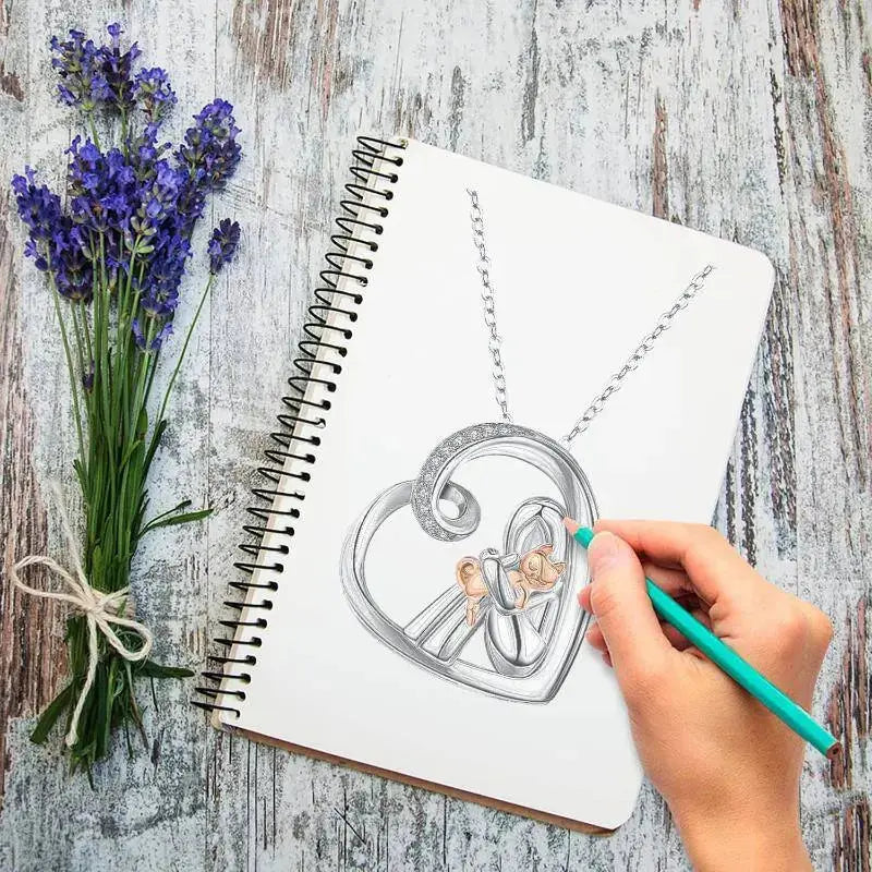 Lovcia Enchanting Love 925 Sterling Silver Cat Pendant Necklace with Cubic Zirconia-Necklaces-Silver and Rose Gold-21*21mm-Silver and Rose Gold