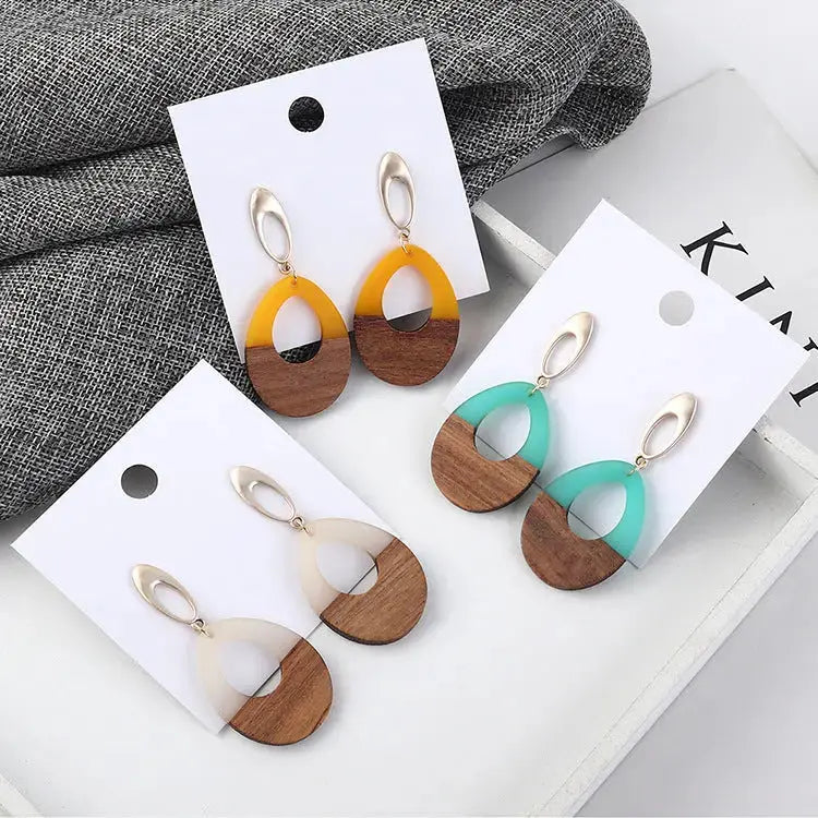 Lovcia Enchanting Woodcraft Handmade Water Drop Earrings for Women-Earrings-Blue-Blue