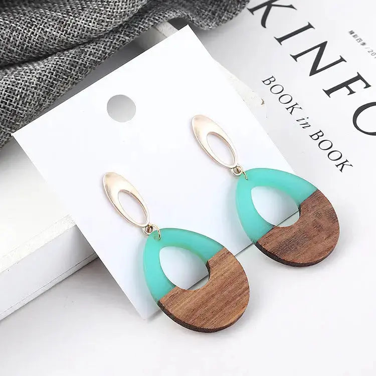 Lovcia Enchanting Woodcraft Handmade Water Drop Earrings for Women-Earrings-Blue-Blue