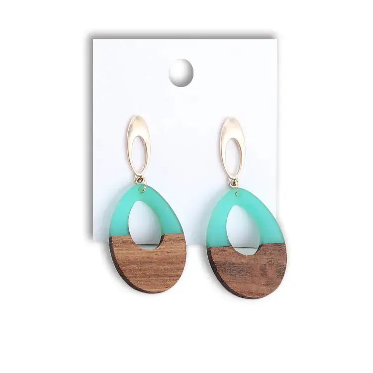 Lovcia Enchanting Woodcraft Handmade Water Drop Earrings for Women-Earrings-Blue-Blue