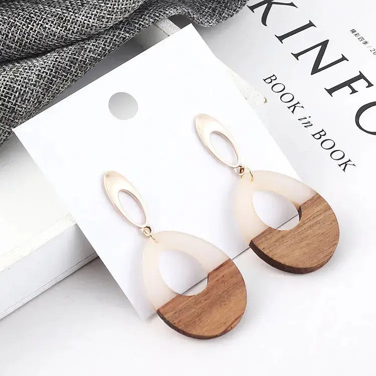 Lovcia Enchanting Woodcraft Handmade Water Drop Earrings for Women-Earrings-White-White