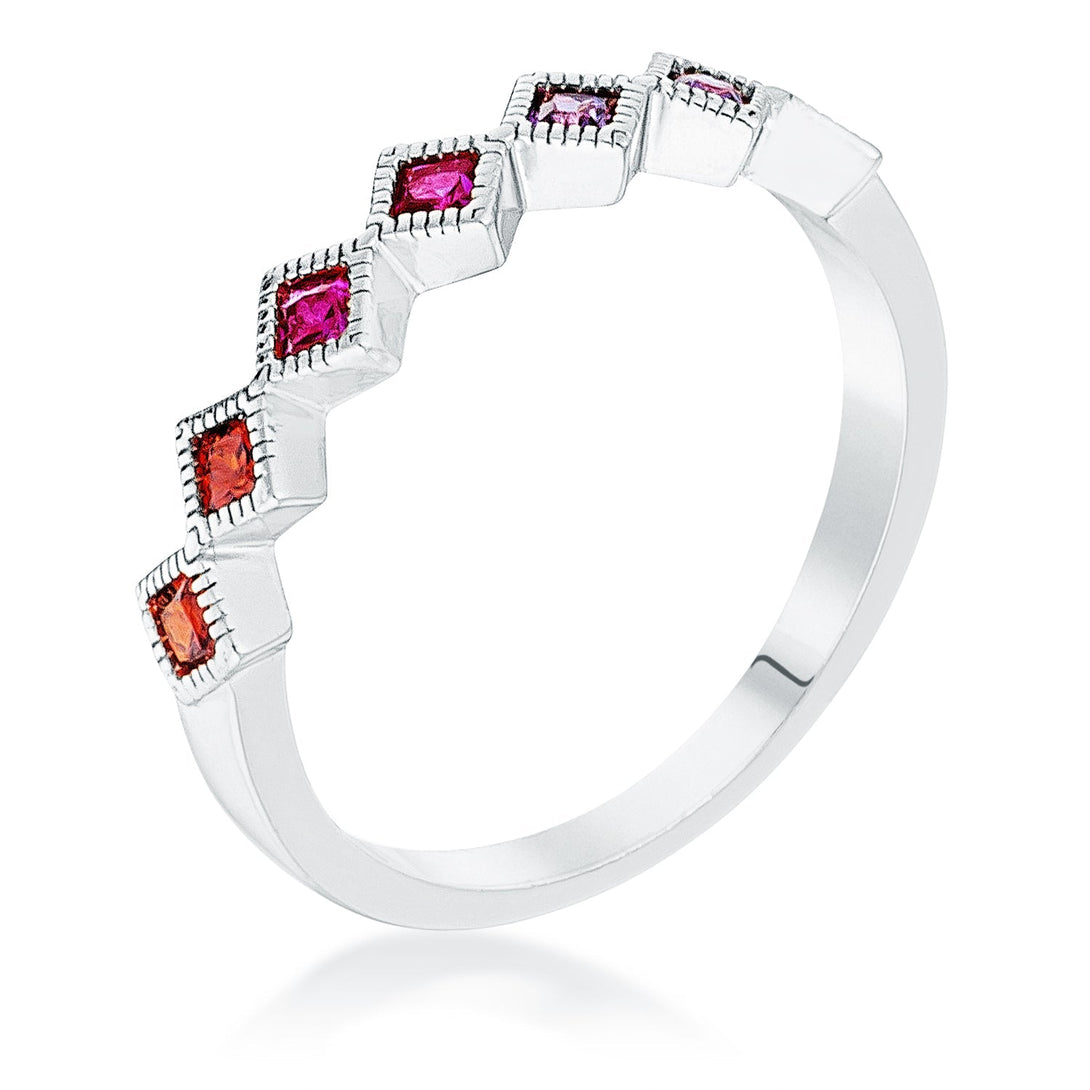 Lovcia Enchantress Princess Cut CZ Half Eternity Band in Rhodium Plating-Rings-5-5