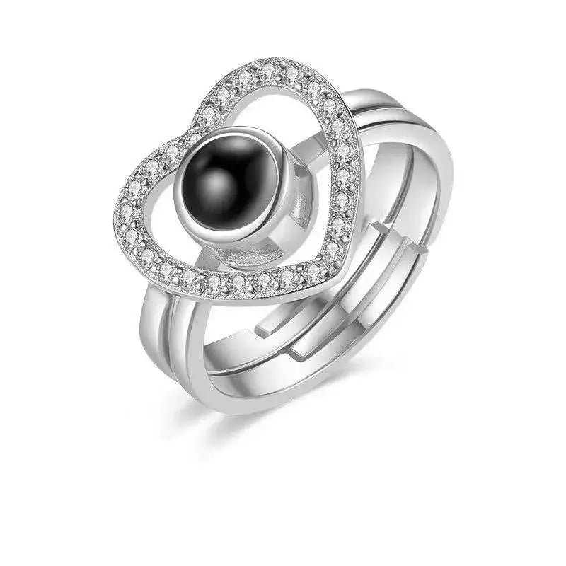 Lovcia Eternal Love Sparkle Crystals Rings - Exquisite Unisex Fashion Ring Jewellery-Rings-Silver-Adjustable Opening-Silver