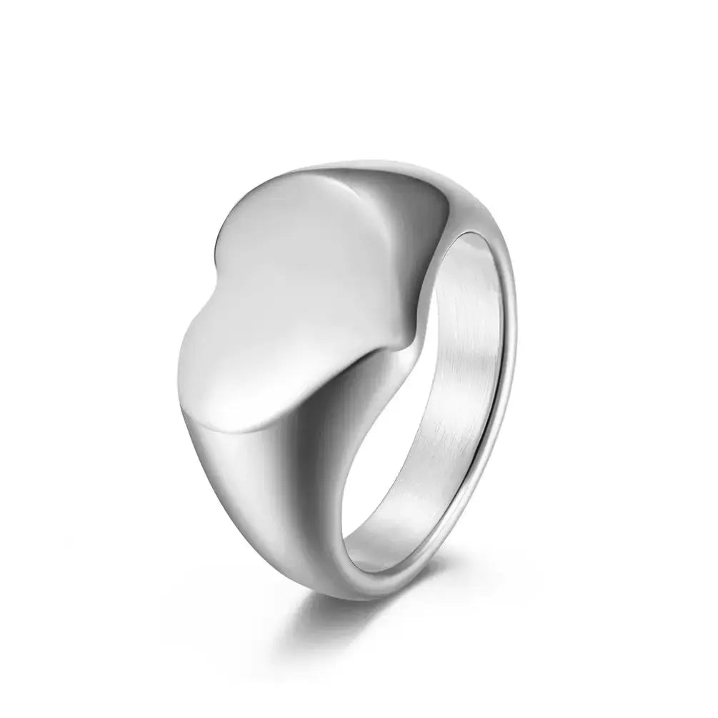 Lovcia Eternal Love Unisex Titanium Steel Heart Shaped Ring for Women and Men-Rings-Gold-5-Gold