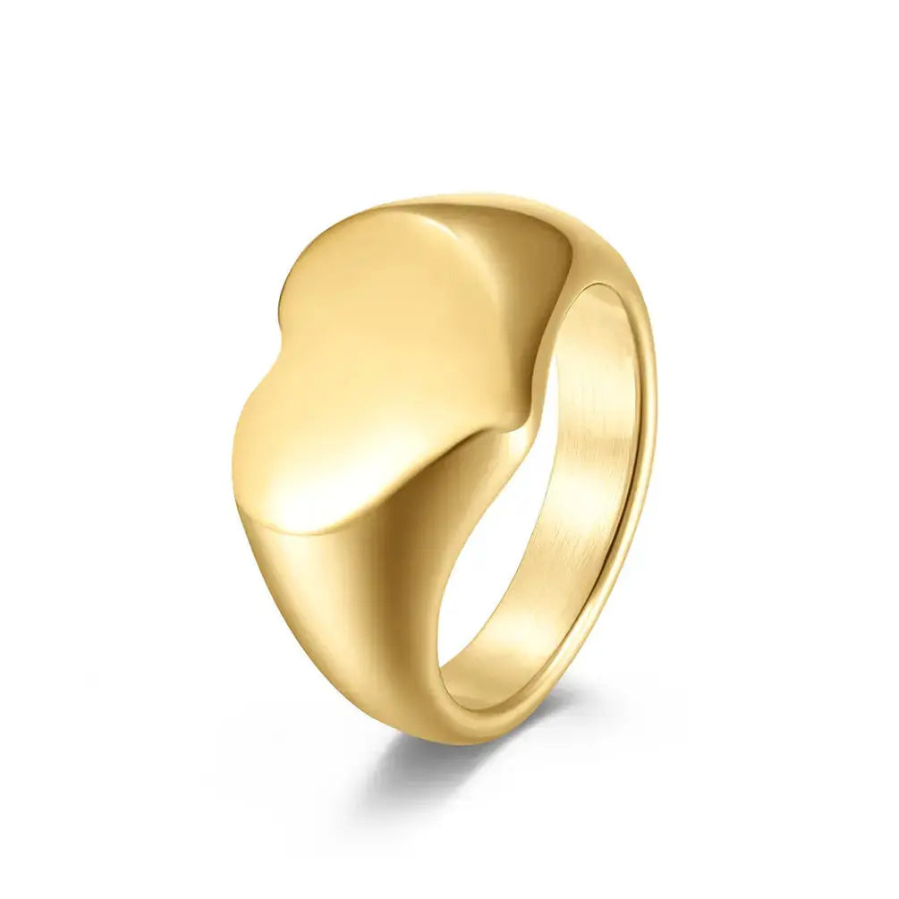 Lovcia Eternal Love Unisex Titanium Steel Heart Shaped Ring for Women and Men-Rings-Gold-5-Gold