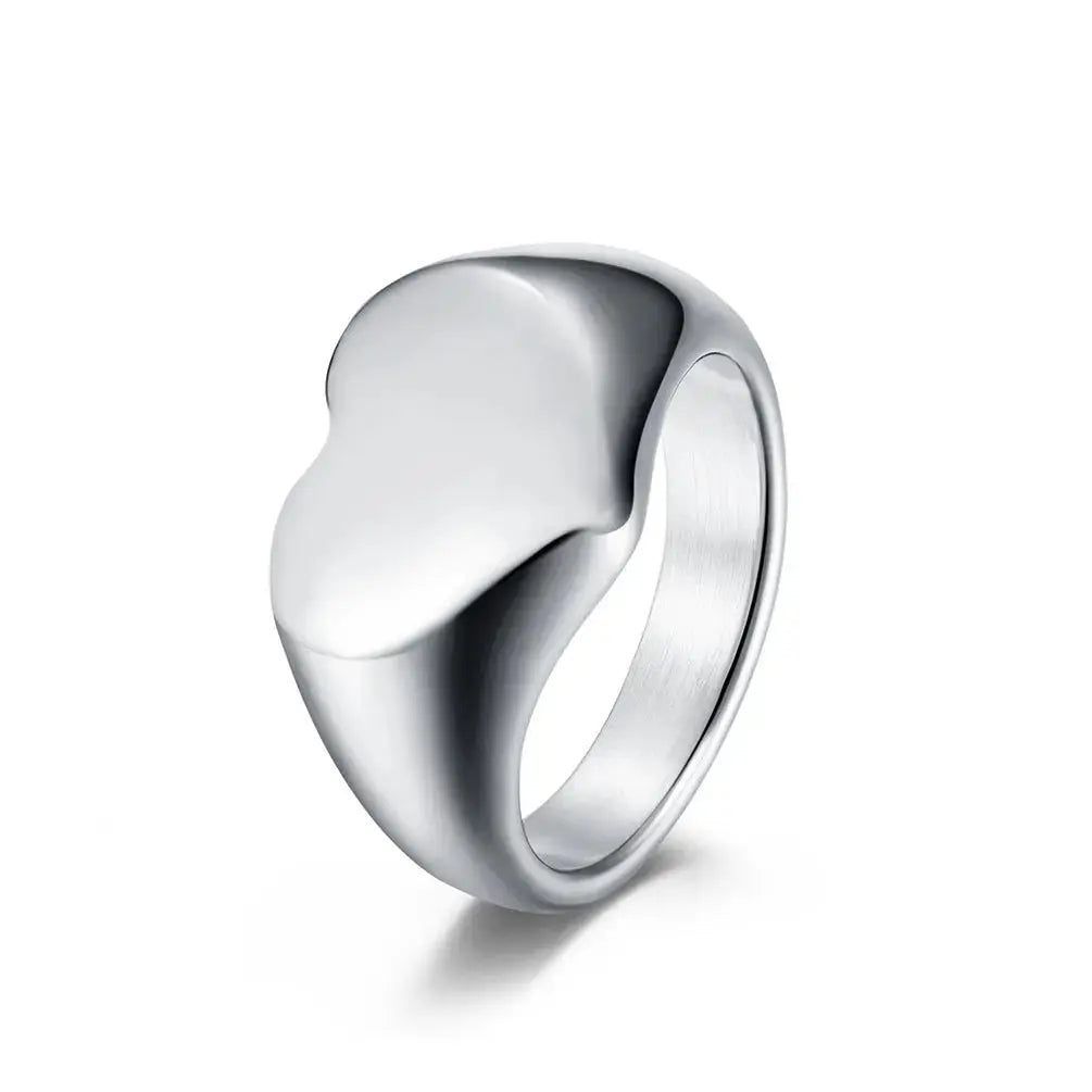 Lovcia Eternal Love Unisex Titanium Steel Heart Shaped Ring for Women and Men-Rings-Gold-5-Gold