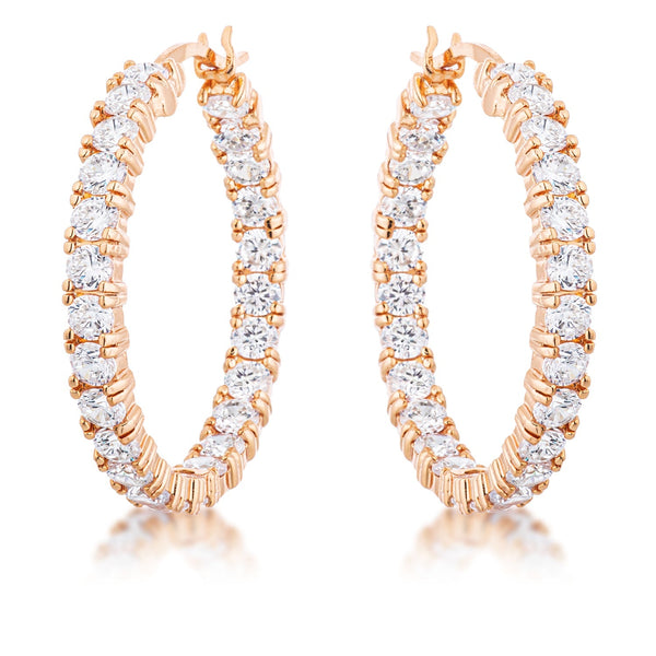 Lovcia Eternal Sparkle Rose Gold CZ Hoop Earrings-Earrings-