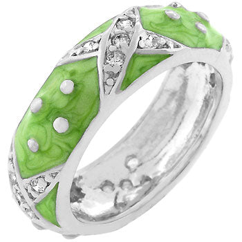 Lovcia Eternity Band in Marbled Apple Green Enamel and Rhodium Plating-Rings-5-5
