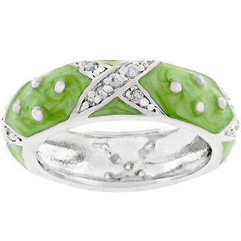 Lovcia Eternity Band in Marbled Apple Green Enamel and Rhodium Plating-Rings-5-5