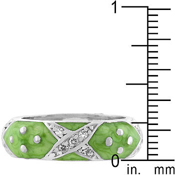 Lovcia Eternity Band in Marbled Apple Green Enamel and Rhodium Plating-Rings-5-5