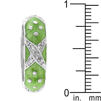 Lovcia Eternity Band in Marbled Apple Green Enamel and Rhodium Plating-Rings-5-5