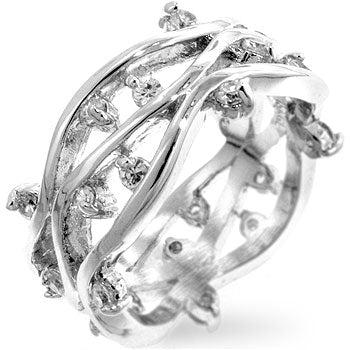 Lovcia Eternity Vine-Inspired Rhodium Zircon Ring-Rings-5-5