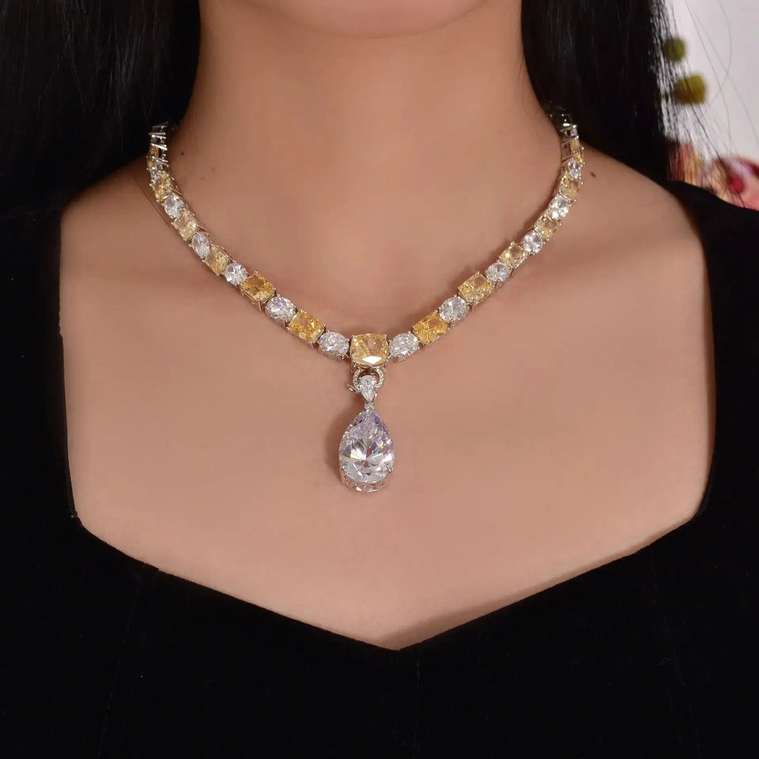 Lovcia Ethereal Elegance 925 Sterling Silver 42 Carat High-Carbon Diamond Pendant Necklace-Necklaces-White universal buckle-White universal buckle