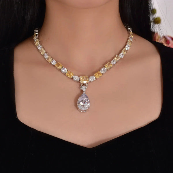 Lovcia Ethereal Elegance 925 Sterling Silver 42 Carat High-Carbon Diamond Pendant Necklace-Necklaces-White universal buckle-White universal buckle