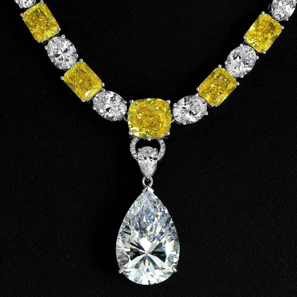Lovcia Ethereal Elegance 925 Sterling Silver 42 Carat High-Carbon Diamond Pendant Necklace-Necklaces-White universal buckle-White universal buckle