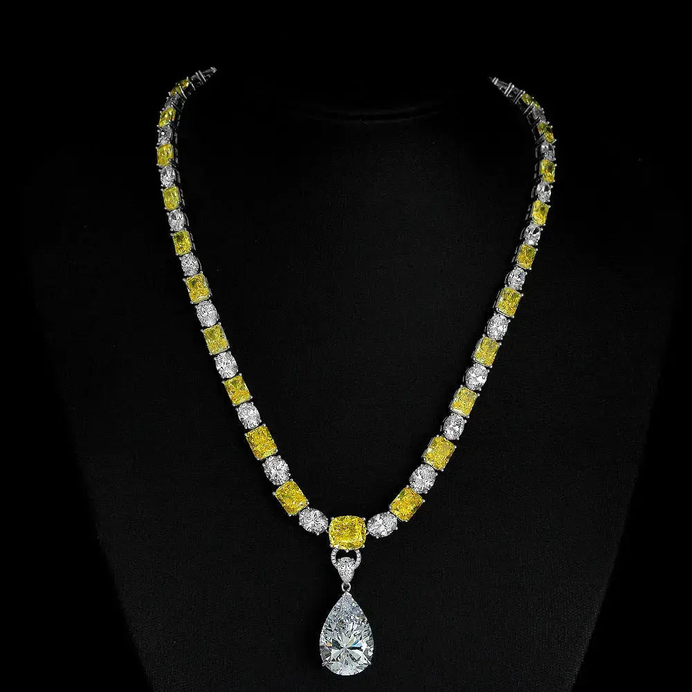 Lovcia Ethereal Elegance 925 Sterling Silver 42 Carat High-Carbon Diamond Pendant Necklace-Necklaces-White universal buckle-White universal buckle