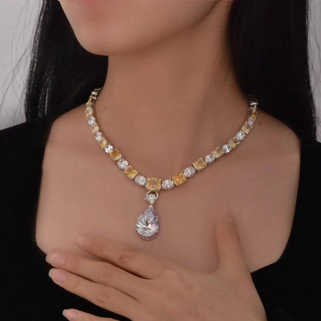 Lovcia Ethereal Elegance 925 Sterling Silver 42 Carat High-Carbon Diamond Pendant Necklace-Necklaces-White universal buckle-White universal buckle