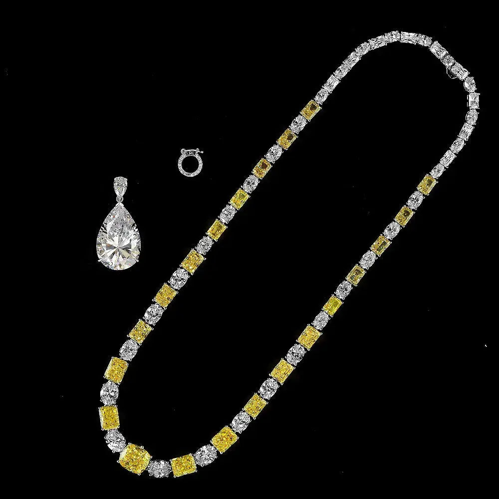 Lovcia Ethereal Elegance 925 Sterling Silver 42 Carat High-Carbon Diamond Pendant Necklace-Necklaces-White universal buckle-White universal buckle
