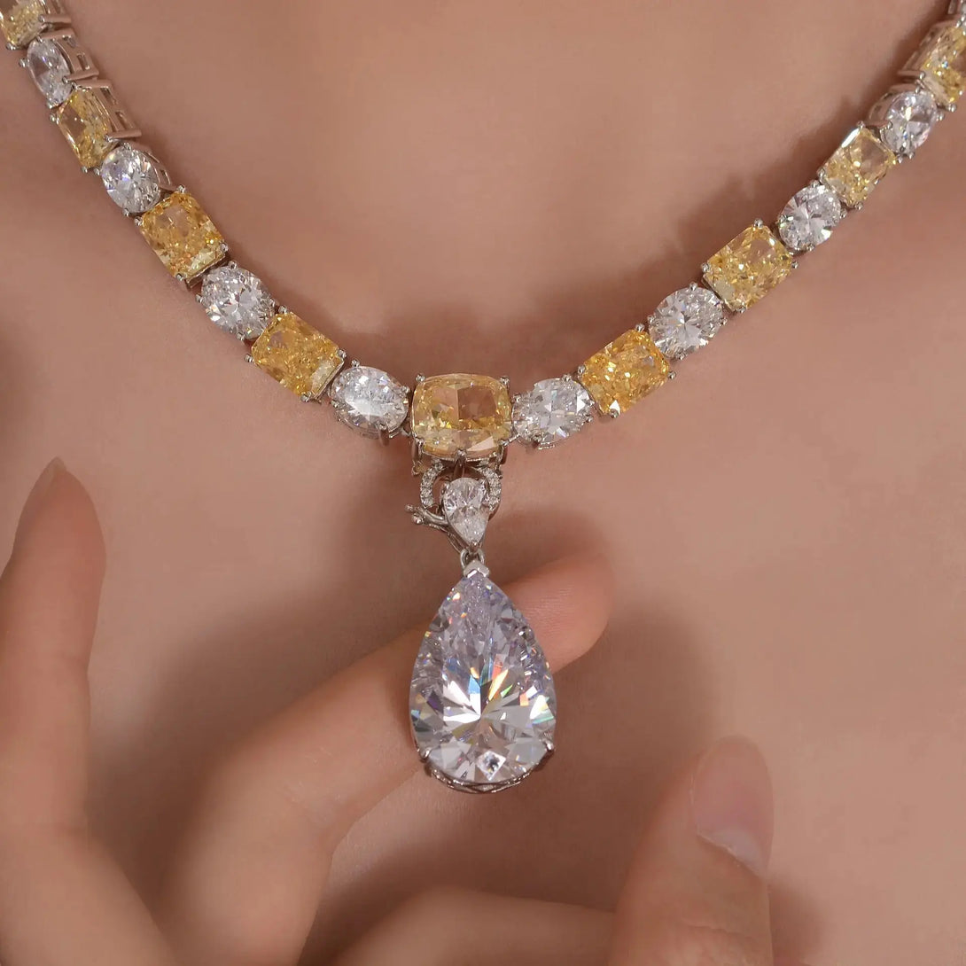 Lovcia Ethereal Elegance 925 Sterling Silver 42 Carat High-Carbon Diamond Pendant Necklace-Necklaces-White universal buckle-White universal buckle