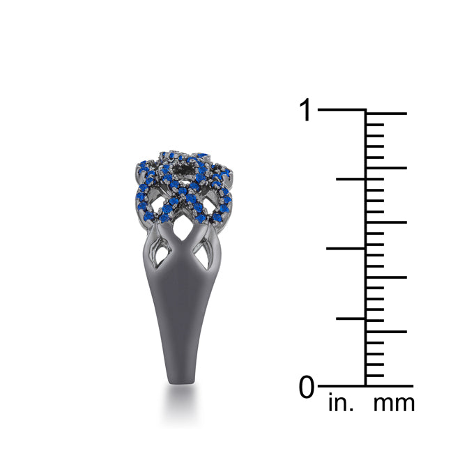 Lovcia Everlasting Bond Twist Ring with Sapphire Accents and CZ Hematite-Rings-5-5