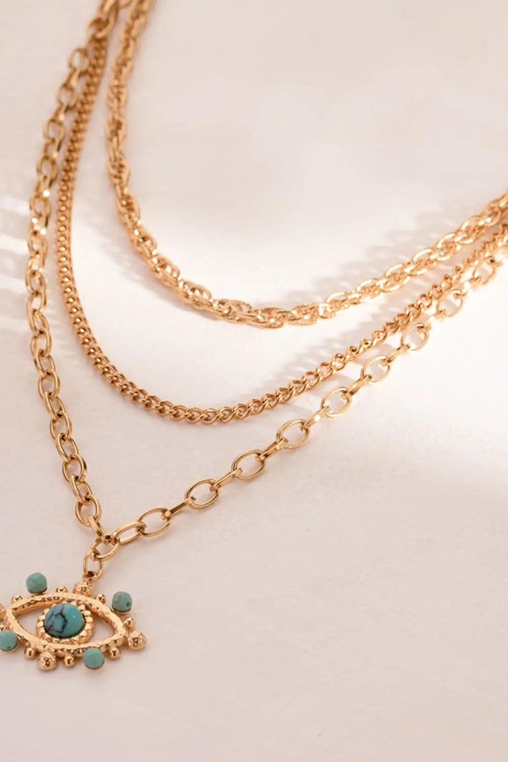 Lovcia Evil Eye Design Turquoise Pendant Necklace-Necklaces-Gold-One Size-Gold