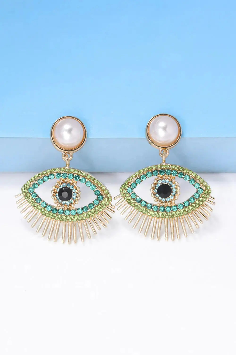 Lovcia Evil Eye Shape Rhinestone Zinc Alloy Synthetic Dangle Earrings-Earrings-Carnation Pink-One Size-Carnation Pink