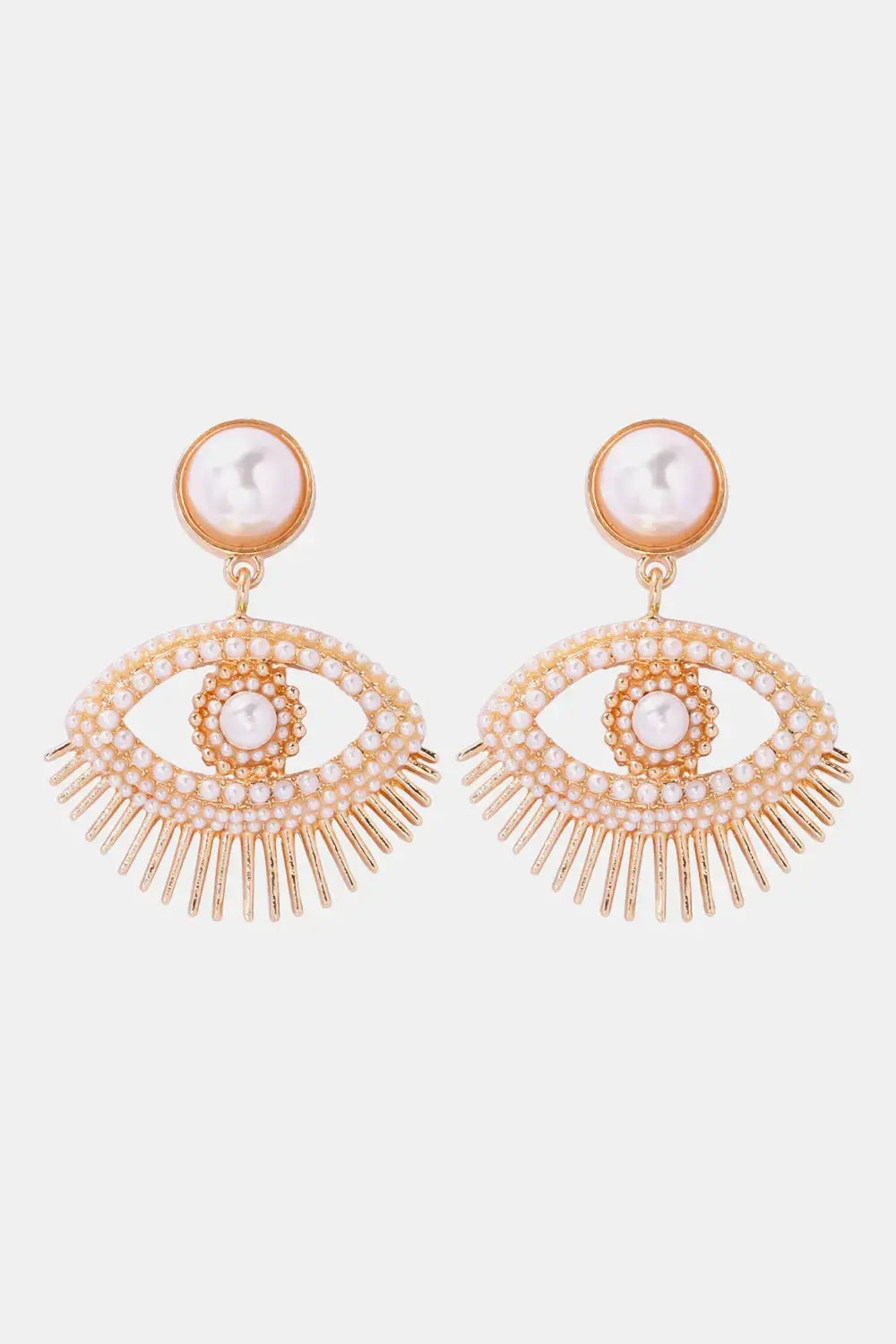 Lovcia Evil Eye Shape Rhinestone Zinc Alloy Synthetic Dangle Earrings-Earrings-White-One Size-White