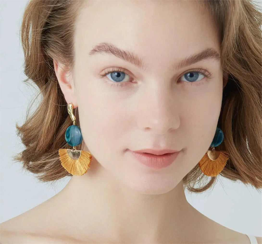 Lovcia Exquisite Fan-shaped Tassel Earrings for Women - Unleash Your Glamour-Earrings-Gold-925silver plated earrings-Gold