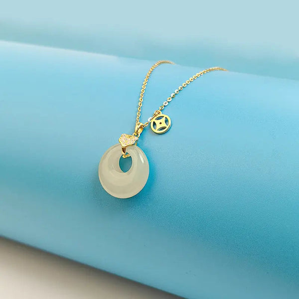 Lovcia Exquisite Hotan Jade 925 Silver Pendant Necklace-Necklaces-Gold-Gold