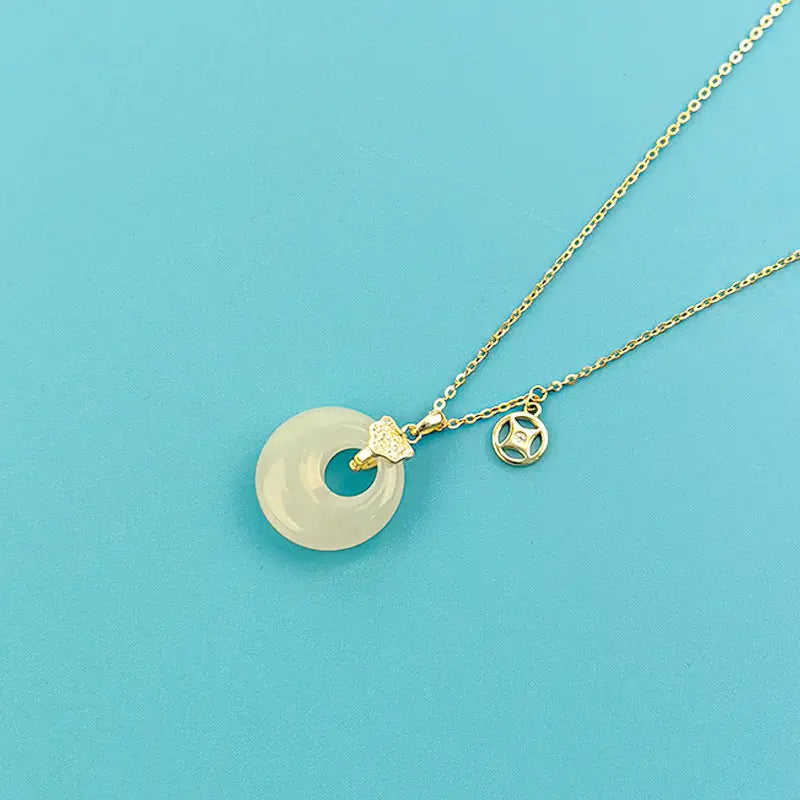 Lovcia Exquisite Hotan Jade 925 Silver Pendant Necklace-Necklaces-Gold-Gold