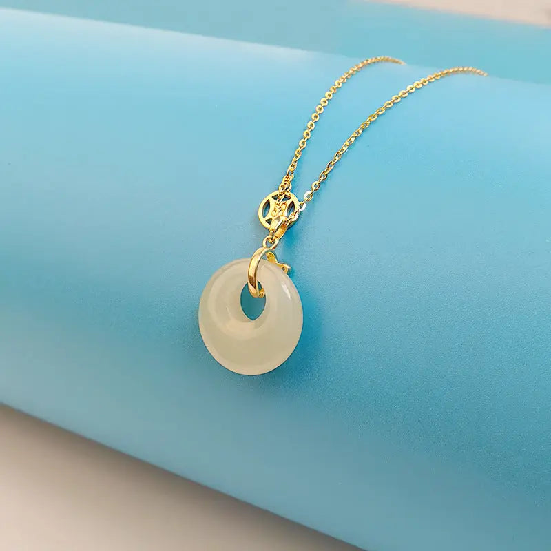 Lovcia Exquisite Hotan Jade 925 Silver Pendant Necklace-Necklaces-Gold-Gold