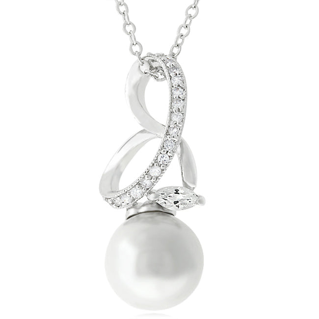 Lovcia Exquisite Pearl Rhodium-Plated Necklace-Pendants-