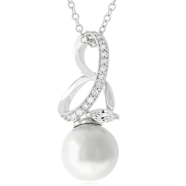 Lovcia Exquisite Pearl Rhodium-Plated Necklace-Pendants-