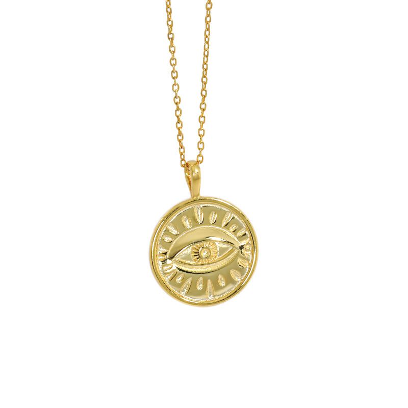 Lovcia Eye Pendant Necklace Gold Tone 18mm 925 Silver-Necklaces-