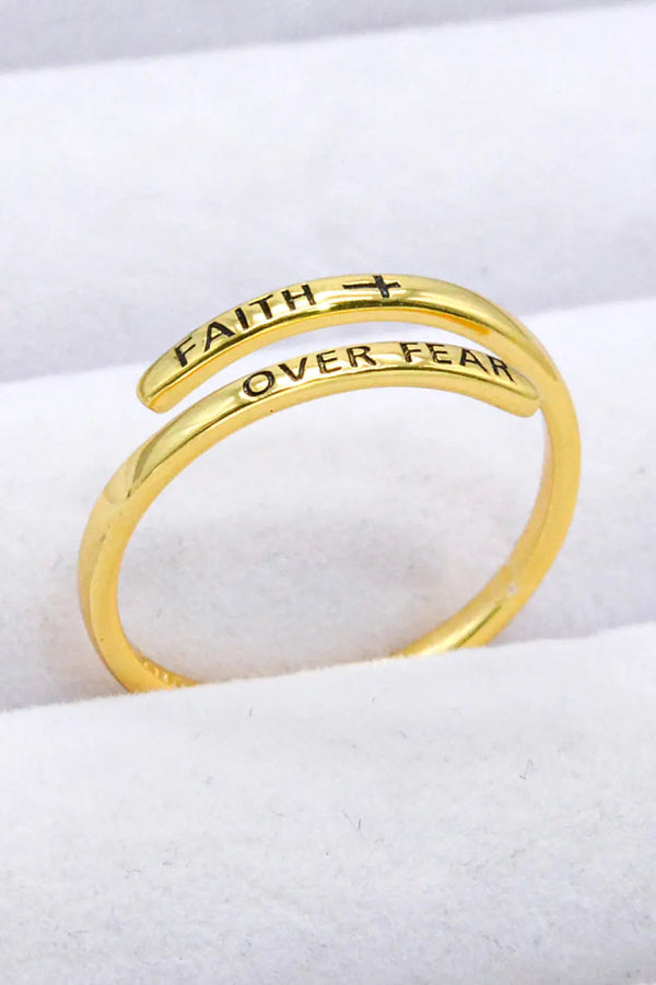 Lovcia FAITH OVER FEAR Bypass Ring-Rings-Gold-One Size-Gold