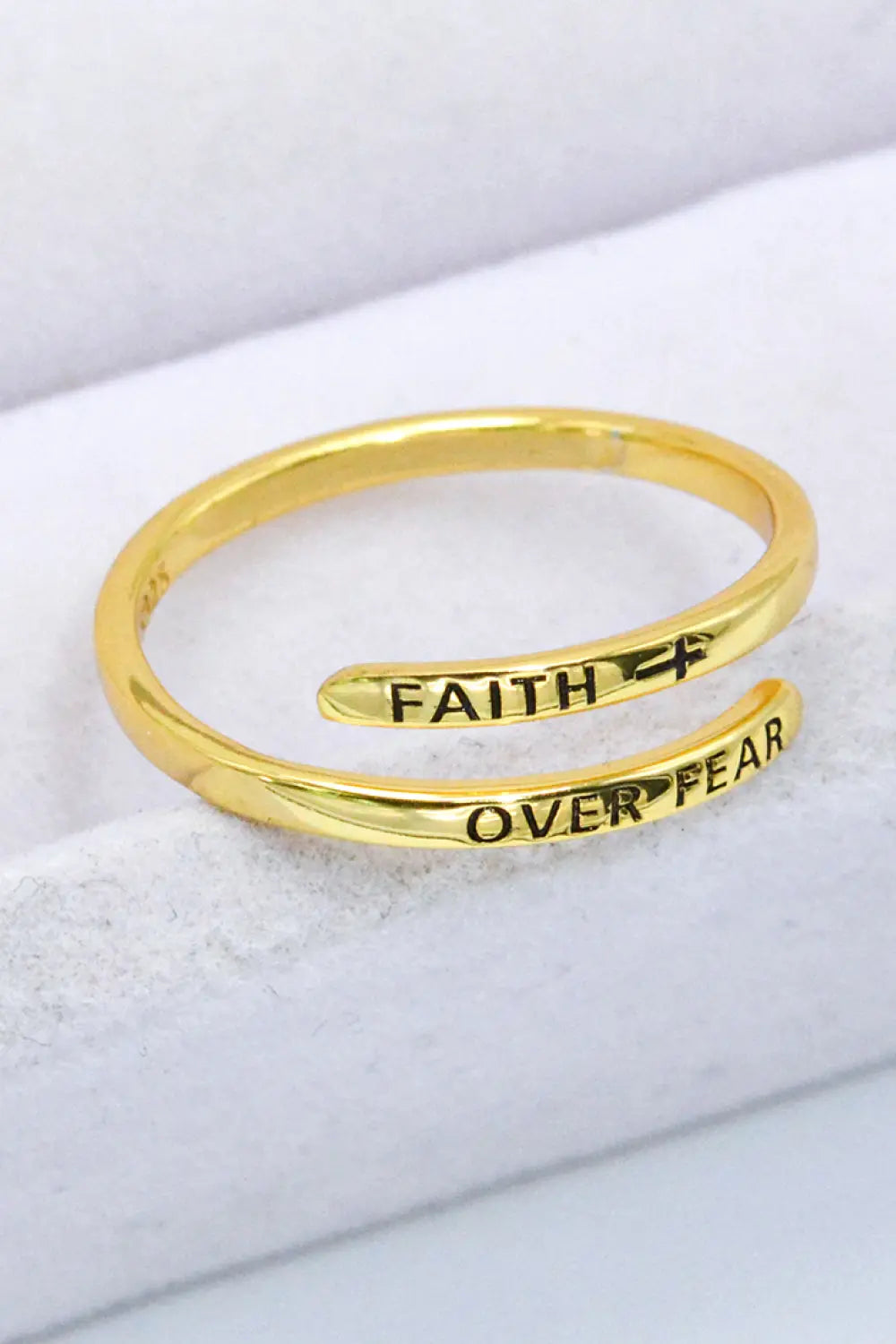 Lovcia FAITH OVER FEAR Bypass Ring-Rings-Gold-One Size-Gold