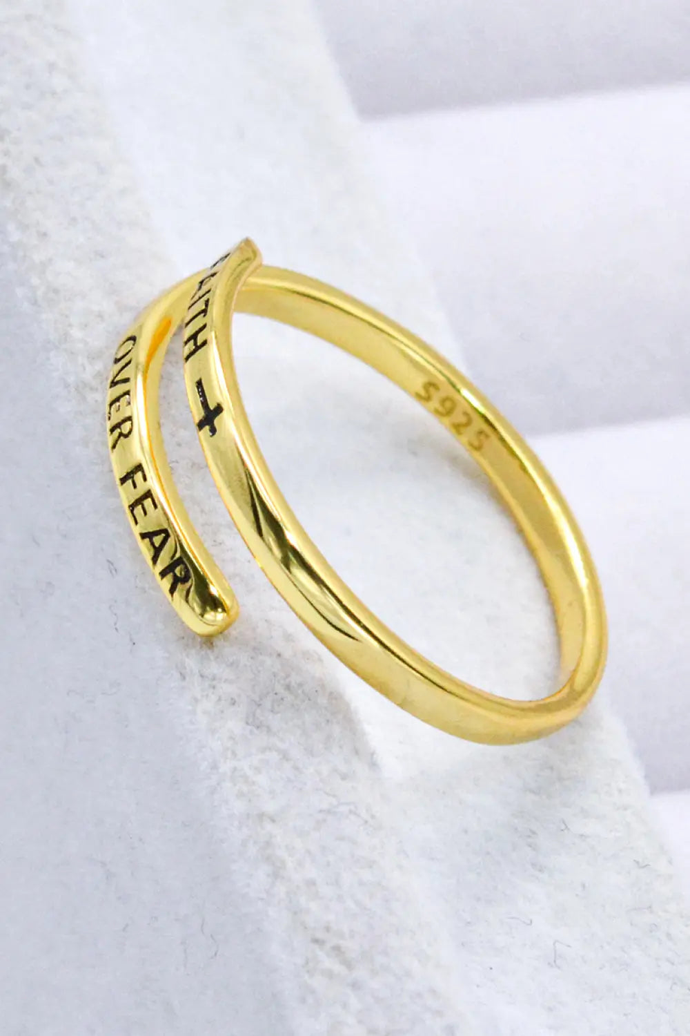 Lovcia FAITH OVER FEAR Bypass Ring-Rings-Gold-One Size-Gold