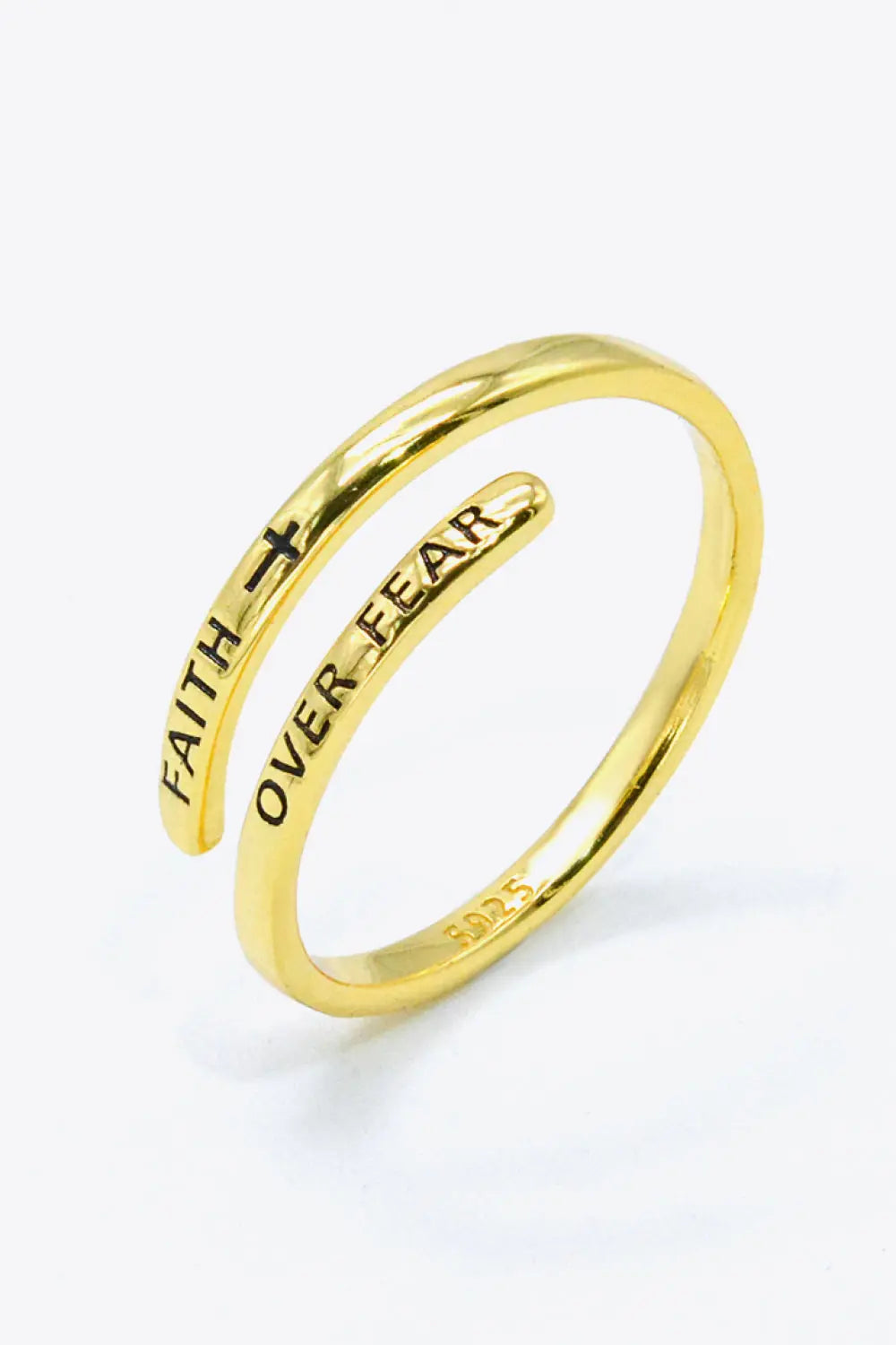 Lovcia FAITH OVER FEAR Bypass Ring-Rings-Gold-One Size-Gold