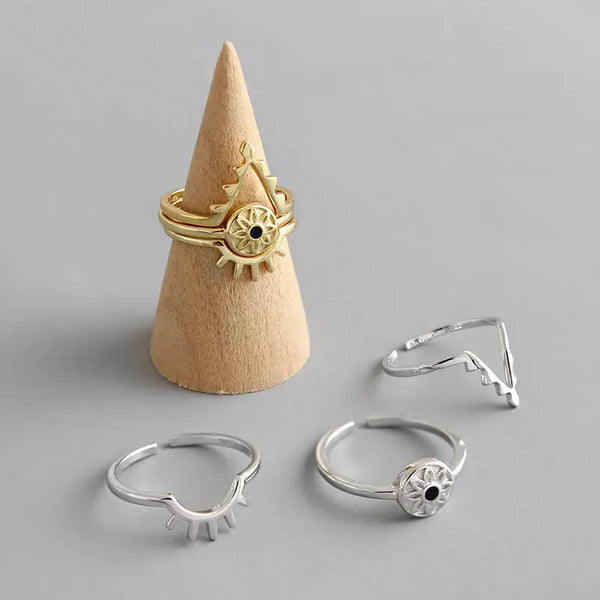 Lovcia Fashion 925 Sterling Silver Adjustable Ring-Rings-Round & Yellow Gold-Round & Yellow Gold