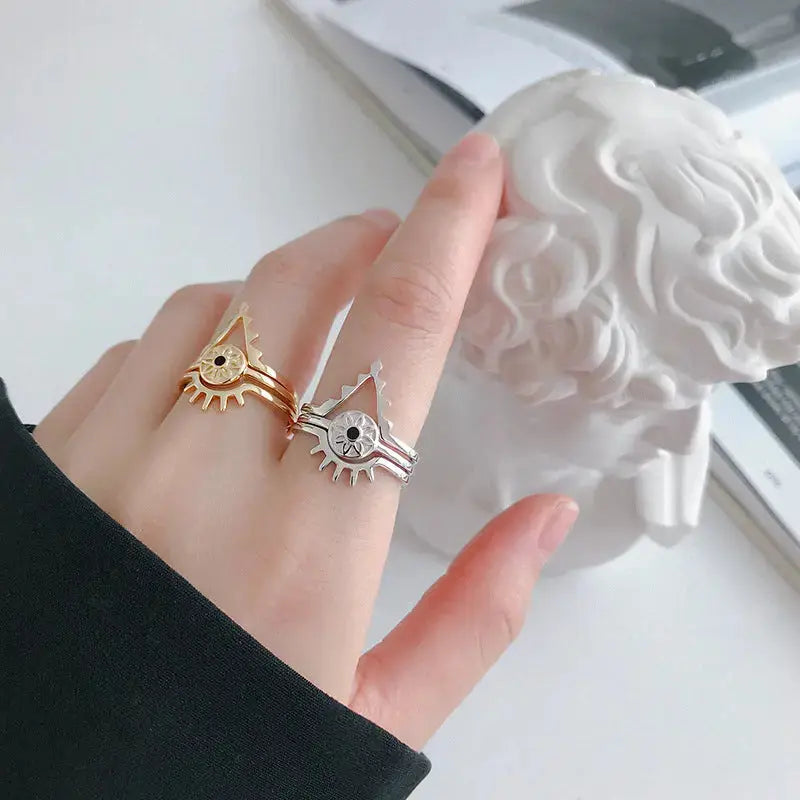 Lovcia Fashion 925 Sterling Silver Adjustable Ring-Rings-Round & Yellow Gold-Round & Yellow Gold