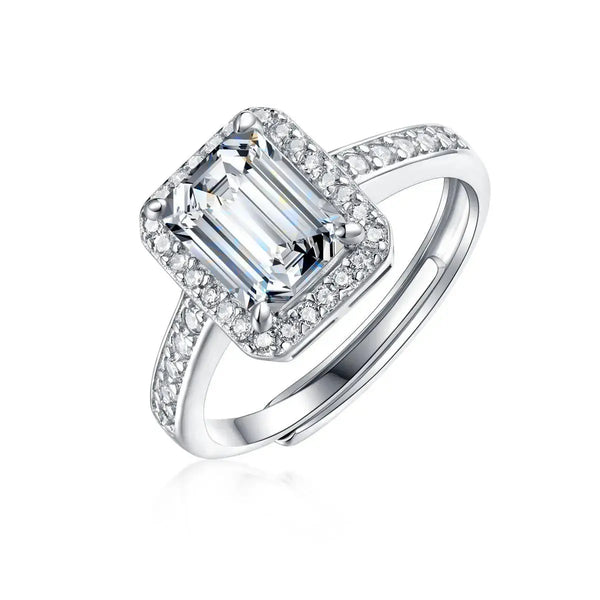 Lovcia Fashion Baguette Moissanite CZ 925 Sterling Silver Adjustable Ring-Rings-1 ct ( Certificate Included )-1 ct ( Certificate Included )