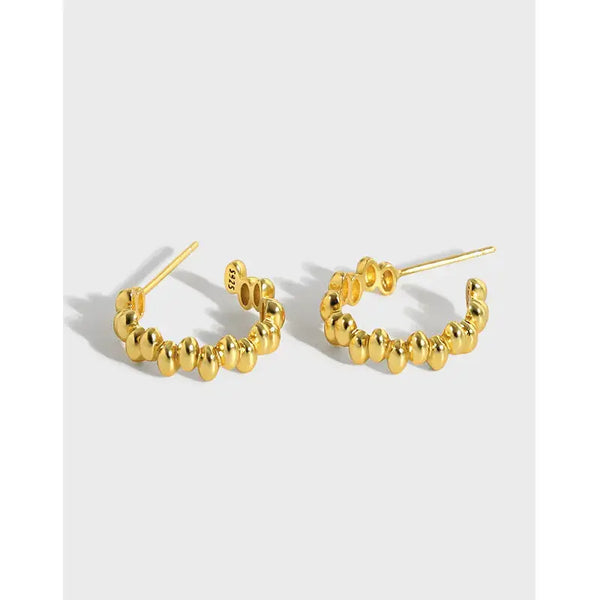 Lovcia Fashion Beads Bubbles Circle 925 Sterling Silver Hoop Earrings-Earrings-Rhodium-Rhodium