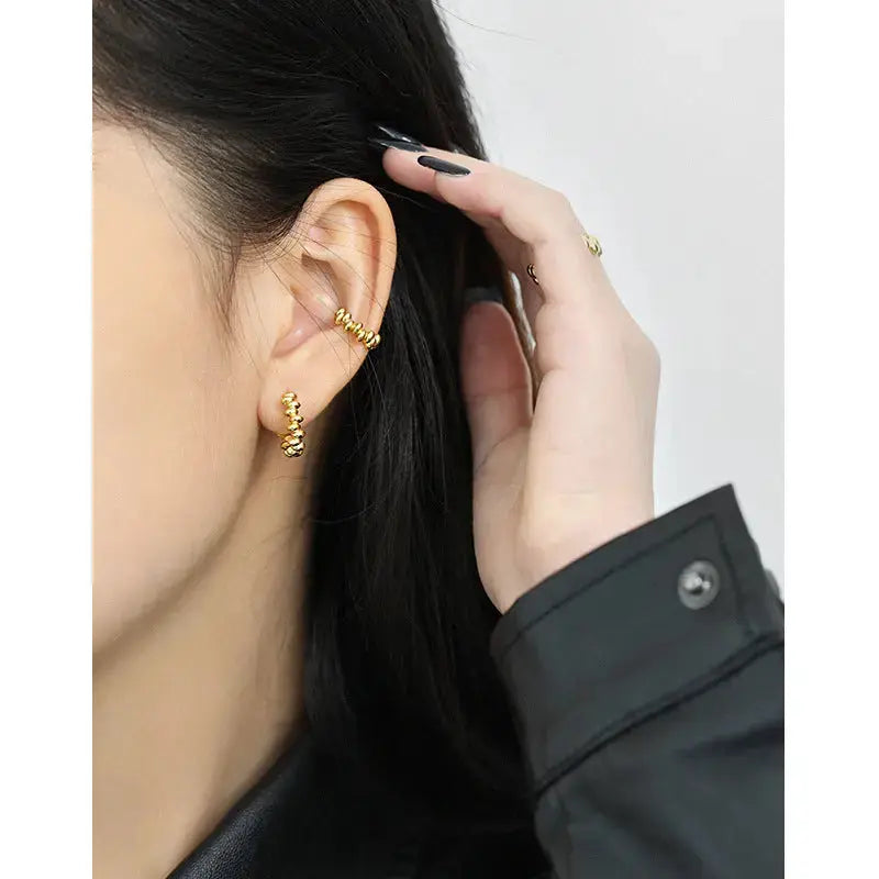 Lovcia Fashion Beads Bubbles Circle 925 Sterling Silver Hoop Earrings-Earrings-Rhodium-Rhodium