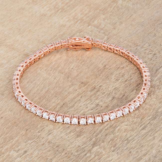 Buy LOVCIA Rose Goldtone 5.75ct Cubic Zirconia Round Tennis Bracelet - Latest Trendy Bracelet for Women