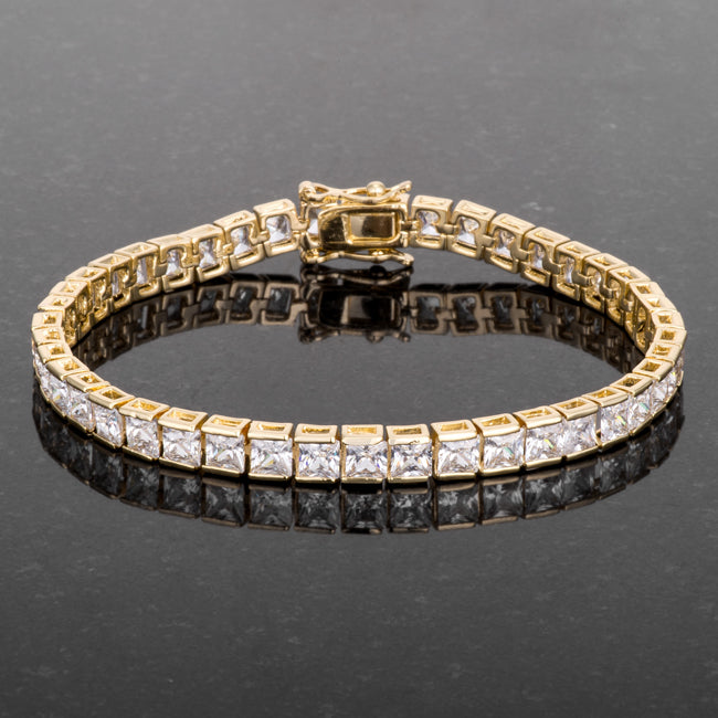 Buy LOVCIA Jewelry Golden Radiance Princess Cut CZ Tennis Bracelet - Latest Trendy Bracelet for Women