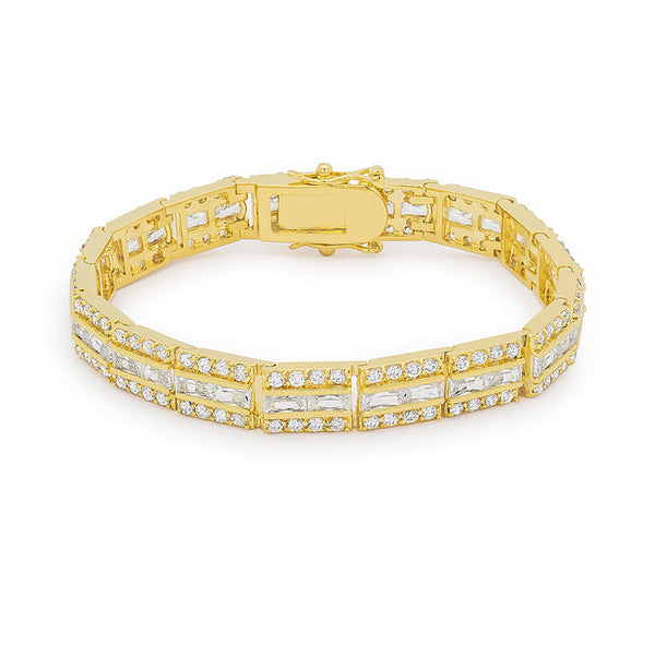 Buy LOVCIA Golden Elegance Triple-Row Cubic Zirconia Bracelet - Latest Trendy Bracelet for Women